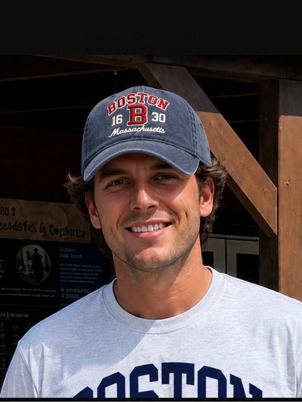 Boston B Massachusetts Cap Navy One SizeUnisex Blue Baseball